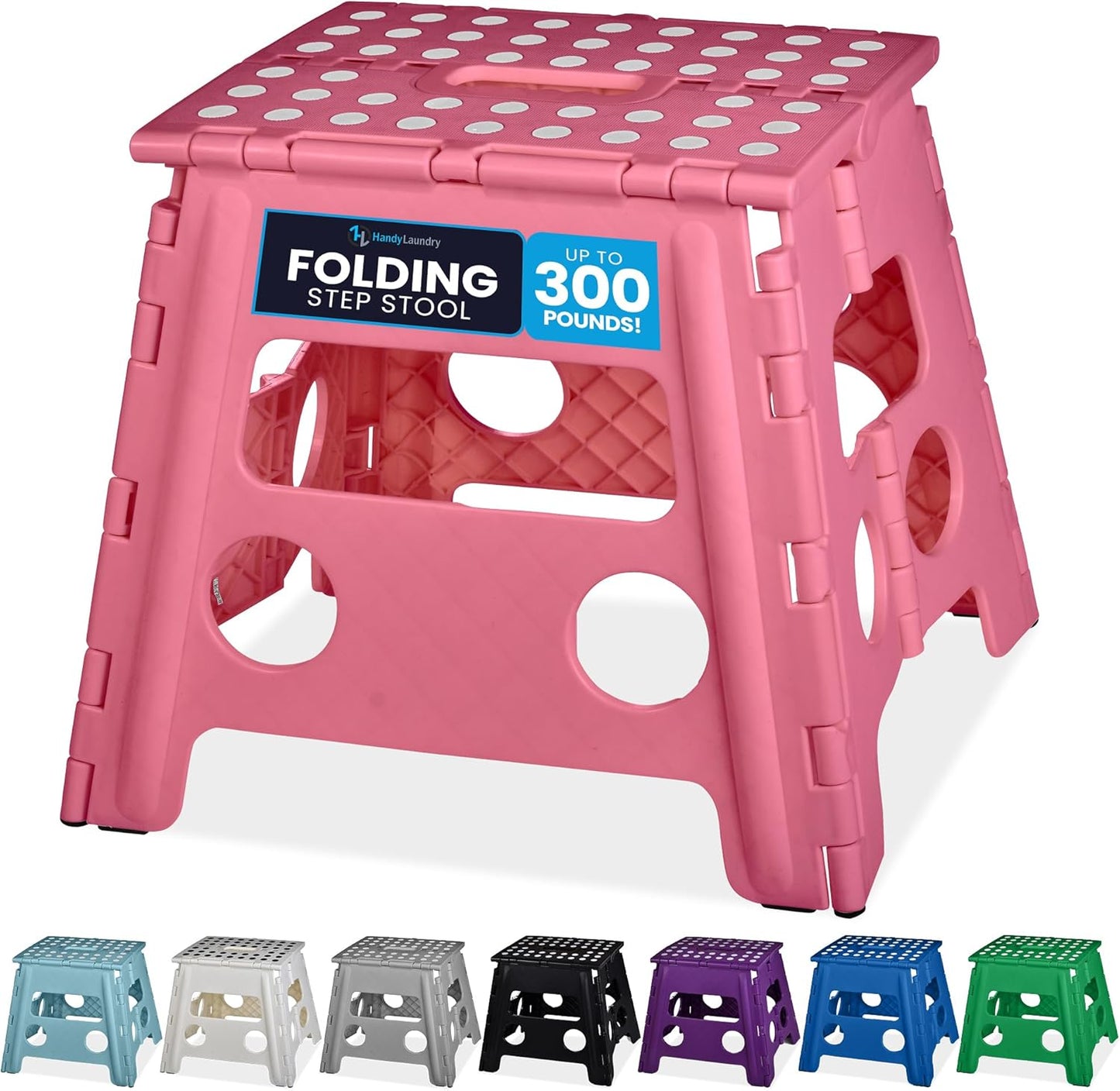 Handy Laundry Folding Step Stool - Sturdy Enough Collapsible Stool to Support Adults - Opens Easy with One Flip - Great for Kitchen, Bathroom or Bedroom (Black - 9 Inch)