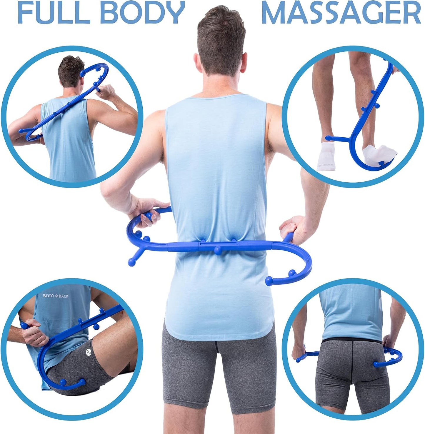 Body Back Buddy Classic USA Made FSA Eligible Handheld Massage Cane - Full Body Trigger Point Tool for Deep Tissue Pain Relief - Dual Hooks for Back, Shoulder, Neck - Manual Back Massager (2.0 Black)