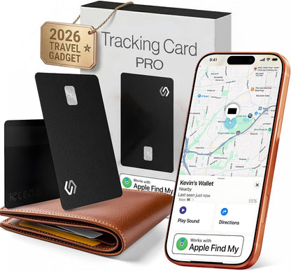 SPOTMINDERS Apple MFi Certified Wallet Tracker PRO Works with Apple Find My IP68 Rechargeable Tracking Card for Wallet Luggage Passport 0.07in Slim Credit Card Design Item Finder