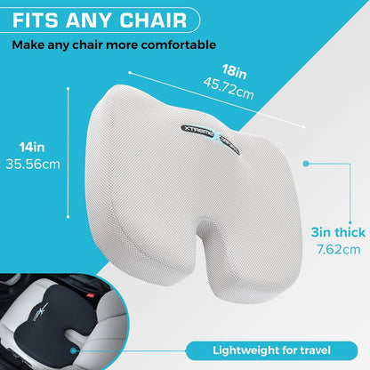Xtreme Comforts Seat Cushions | Office Chair Cushions for Desk, Car, Wheelchair| Ergonomic Memory Foam Seat Cushion for Support & Comfort | Helps Improve Sitting Posture for Work & Body Relief (1 Pc)
