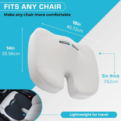 Xtreme Comforts Seat Cushion, Tailbone Relaxer - Coccyx Cushion for Tailbone Pain Desk, Wheelchair & Car Use - Back Support Pillow for Chair