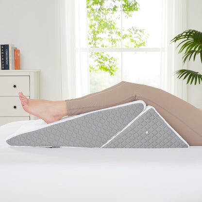 Premium Bed Wedge Pillow - Ergonomic Support for Sleeping, Post-Surgery, Acid Reflux Relief, and More - CertiPUR-US Certified Memory Foam - Removable Cover Included, Triangle, 24" x 22" x 7.5"