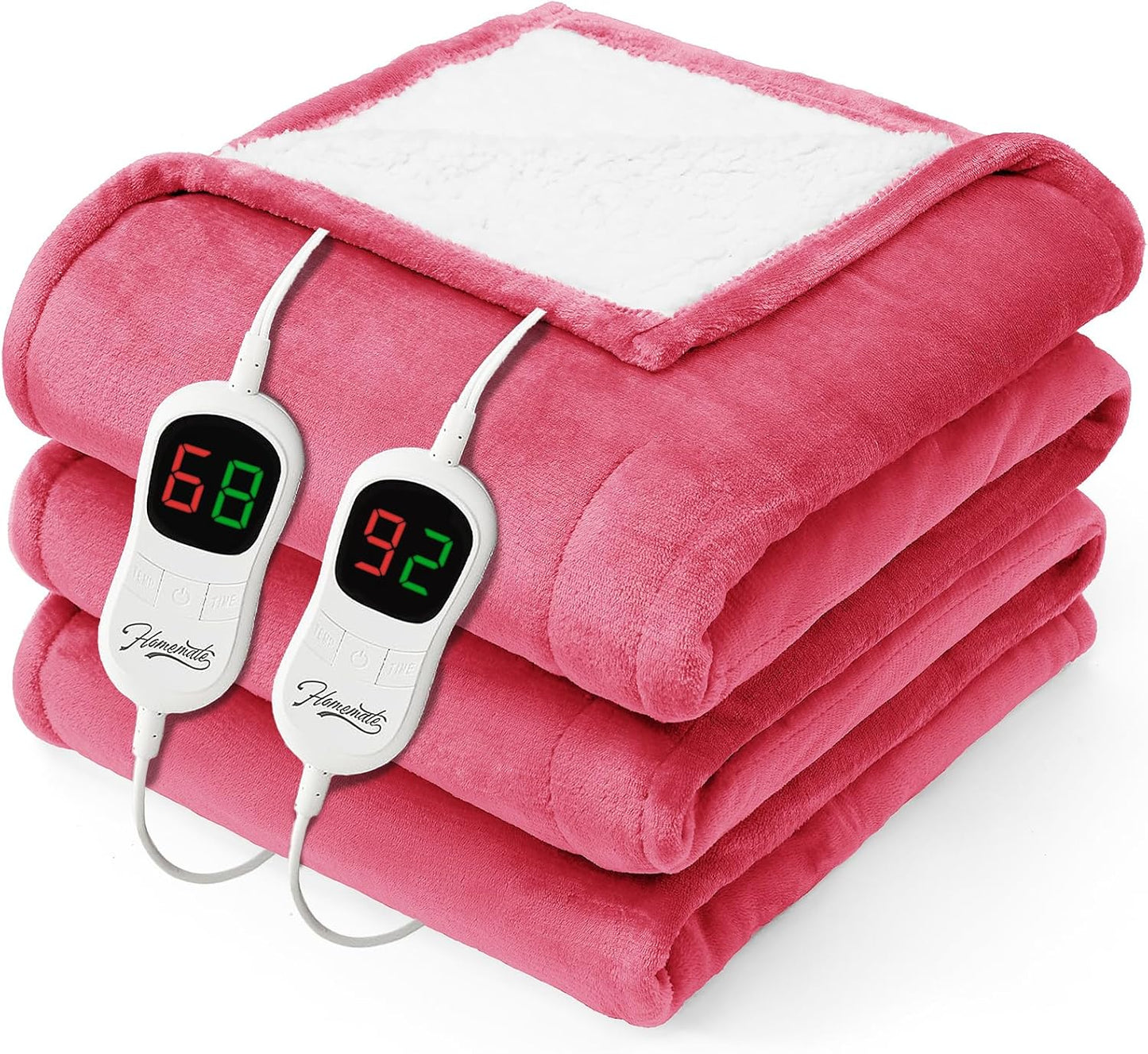 Homemate Electric Heated Blanket Twin - 62"x84" Heating Bed Blankets Throw with 10 Heating Levels 8 Hours Auto Off Fast Heating Over-Heated Protection Ultra Soft Warm Flannel ETL Certified Grey - Colors B