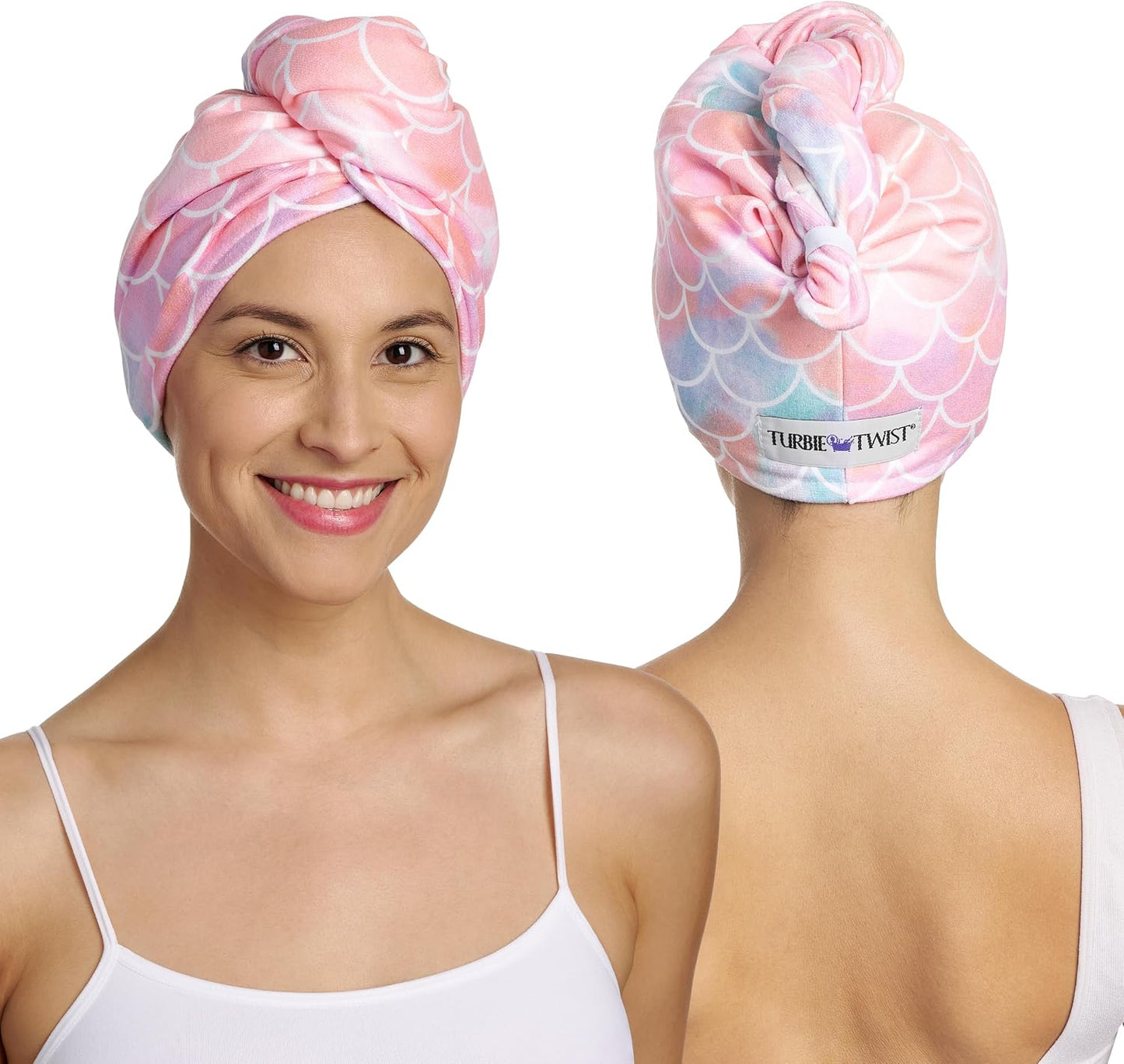 Turbie Twist 2-Pack Microfiber Hair Towel for Beauty, Travel, Gifting - Hair Wrap Turban for Straight, Wavy & Curly Hair - Premium Personal Care - Dark Purple & Light Purple