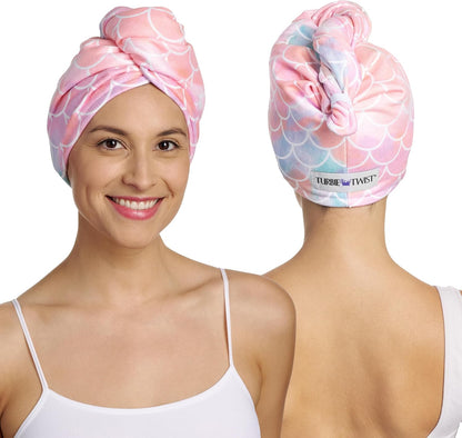Turbie Twist 2-Pack Microfiber Hair Towel for Beauty, Travel, Gifting - Hair Wrap Turban for Straight, Wavy & Curly Hair - Premium Personal Care - Dark Purple & Light Purple