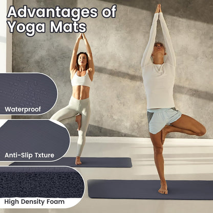 Fitvids 1/2-inch Thick High Density Exercise Yoga Mat with Carrying Strap
