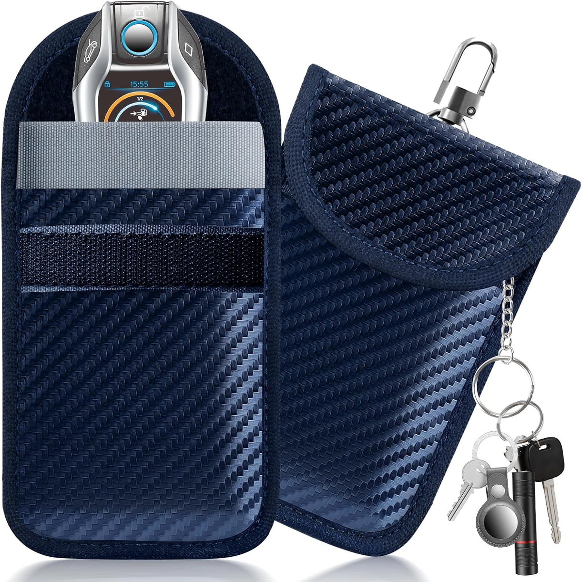 Faraday Pouch for Car Keys, Faraday Bag, Car RFID Signal Blocking Holder, Key Fob Protector, Key fob cage Block Signal Anti-Theft Fob Case (2 Pack)