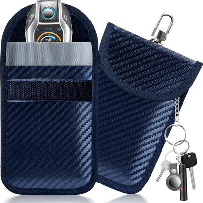 Faraday Pouch for Car Keys, Faraday Bag, Car RFID Signal Blocking Holder, Key Fob Protector, Key fob cage Block Signal Anti-Theft Fob Case (2 Pack)