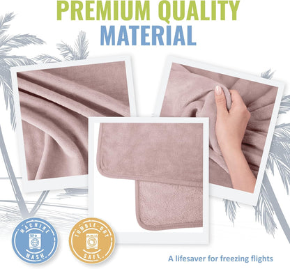 BOACAY Soft & Warm Travel Blanket for Airplane & Car - Long Flight Essential for Women, Men, Kids - Compact Pillow with Luggage Sleeve & Backpack Clip