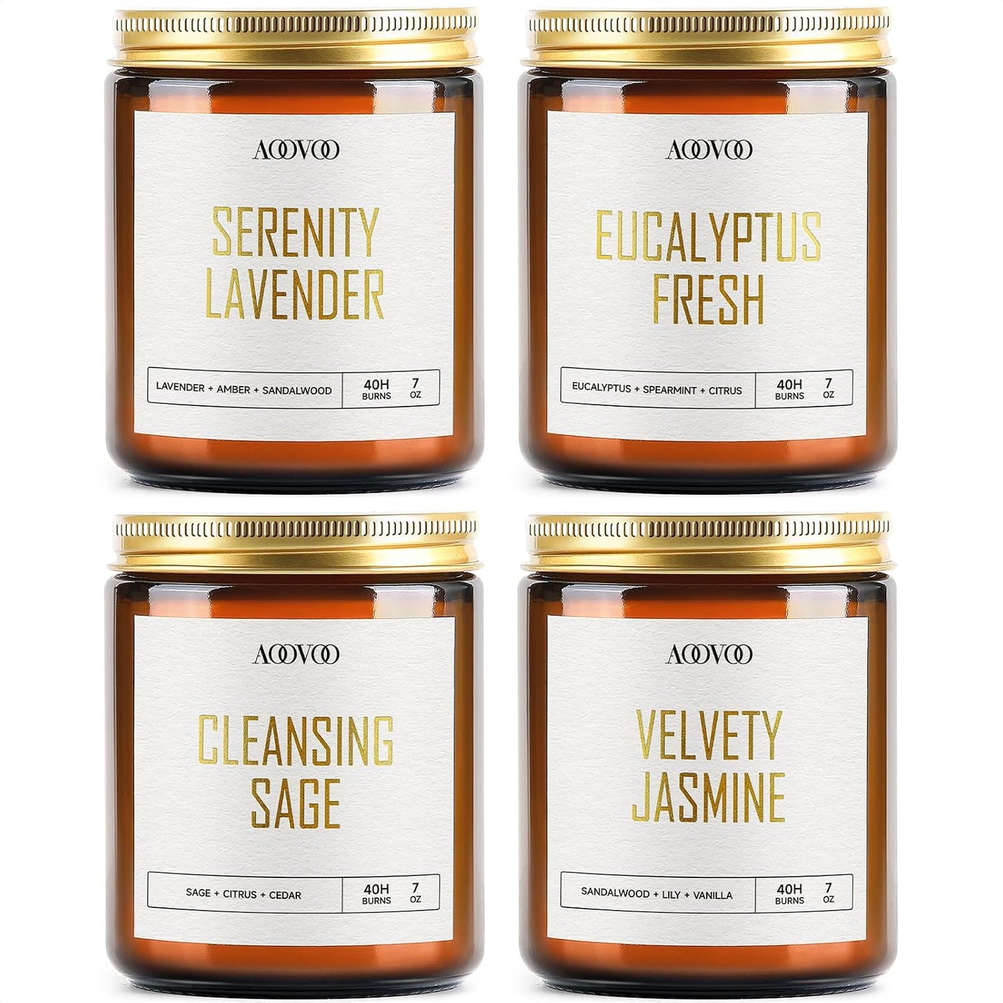 AOOVOO Scented Candles - 4PC Candle Set, 36 oz Soy Candles, Soy Candle for Home Scented, Lavender/Vanilla/Eucalyptus/Sage