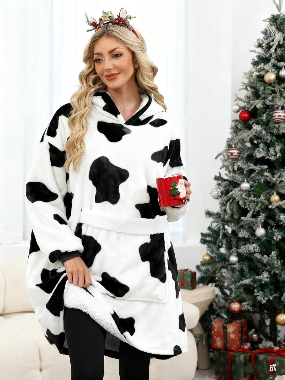 Wearable Blanket Hoodie Gifts for Women Men, Oversized Blanket Sweatshirt Cozy Fleece Blanket with Dog Giant Pocket
