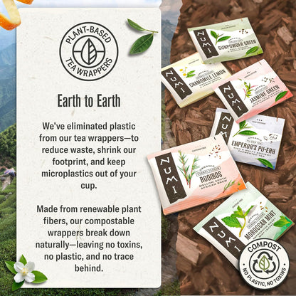 Numi Organic Moroccan Mint Tea, 18 Herbal Tea Bags, Caffeine Free