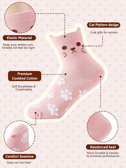 Eurzom 10 Pairs Socks Womens Crew Elastic Ankle Length Cotton Socks Aesthetic Cute Lightweight Low Cut Gifts for Women - Colors B