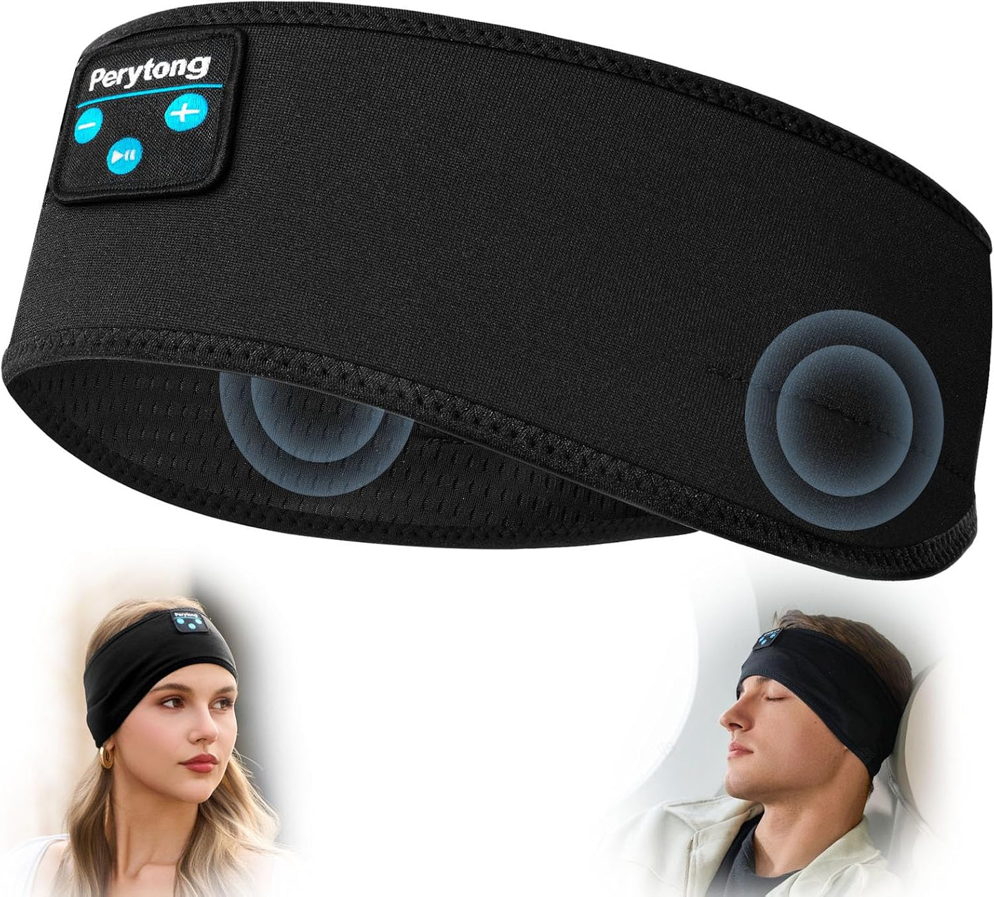 Perytong Sleeping Headphones Bluetooth Headband, Soft Long Time Play Sleeping Headsets with Built in Speakers Perfect for Workout,Running,Yoga,Travel, Darkgray