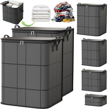 220L Spacious Moving Storage Bin with Reinforced Handles & Zipper, XXL Foldable Fabric Storage Bag for Bedding, Clothes, Quilts, Comforters, Closet Organization & Moving (XXL: 23.6x19.7x27.6 in,3)