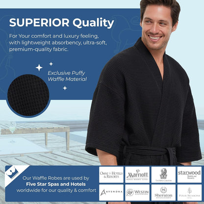 Monarch Square Waffle Spa Kimono Robe for Men or Women