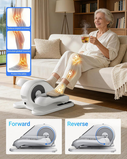 UMAY Under Desk Elliptical Eclipse Leg Exerciser Electric as seen on TV | Foot Pedal Peddler Seated Exercise Machine for Seniors 12 Level Speeds Manual Auto Mode with Remote for Home Office