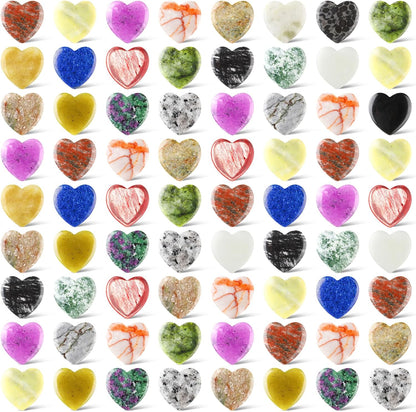 Nuenen 72 Pcs Heart Worry Healing Stone 0.8 in Polished Crystal Chakra Gems