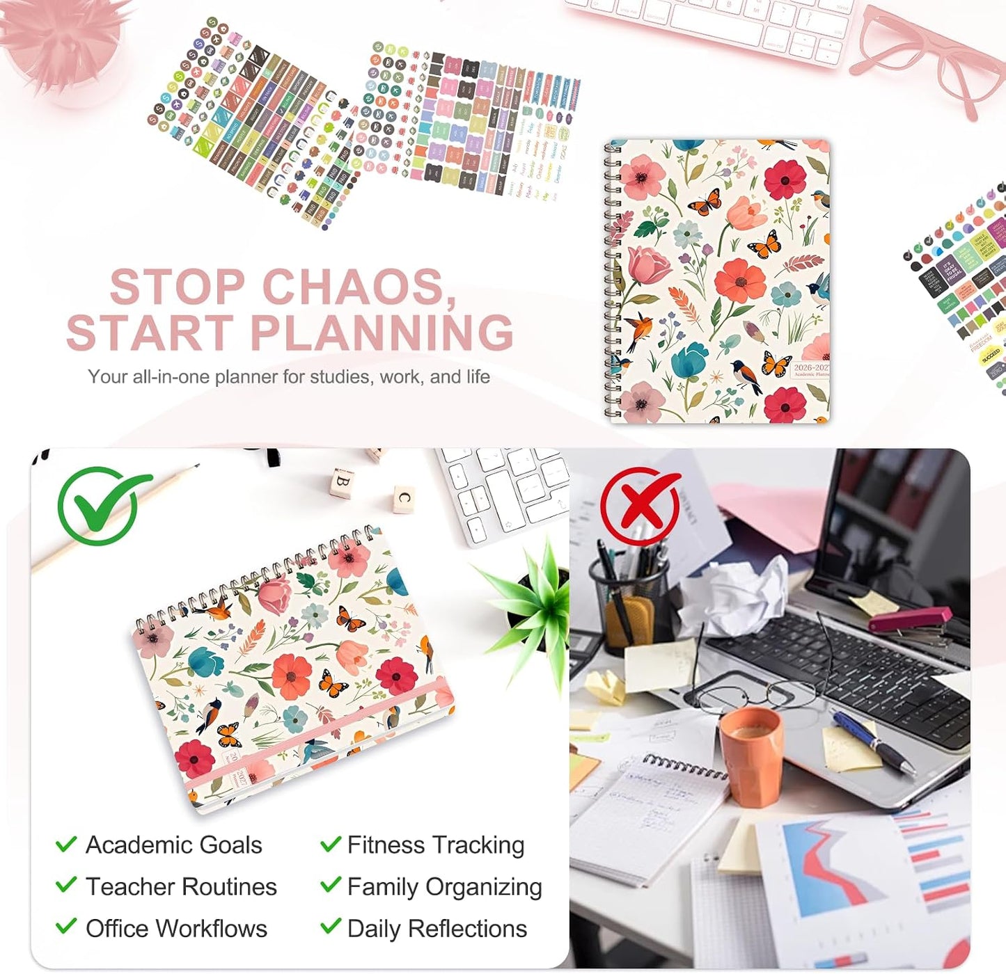 Planner 2026-2027, Weekly and Monthly Calendar Planner, JUL 2026 - JUN 2027 | Academic Year, Daily Agenda Book, A5(6.3'' x 8.5''), Sprial Bound, Inner Pocket, Office School Use