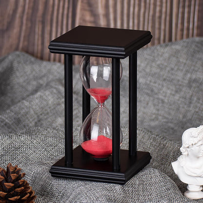 BELLAWARE Hourglass Timer with Red Sand, 60 Minute Wooden Sand Timer | Creative Handcraft Decoration