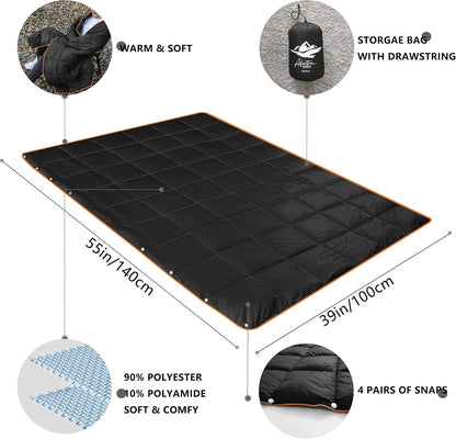 Mini Camping Blanket,Lightweight Puffy Blanket Packable Throw Blanket Waterproof Windproof for Outdoors, Travel, Beach, Airplane, Hiking
