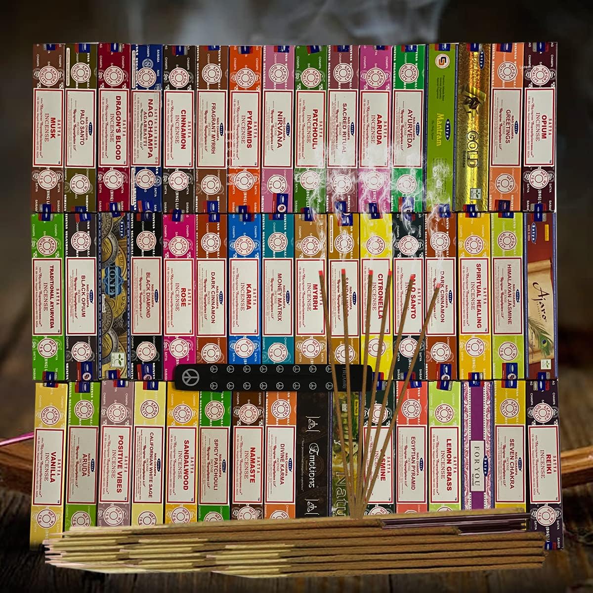 TRUMIRI Incense Stick Holder Bundle with Satya Sai Baba Nagchampa 250g Bulk Incense Sticks Nag Champa Agarbatti - Pack of 1 (Approx 250 Insence-Sticks)