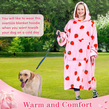 Waitu Wearable Blanket Sweatshirt Gifts for Women and Men, Warm and Cozy Giant Blanket Hoodie, Thick Flannel Blanket with Sleeves and Giant Pocket - Dark Gray