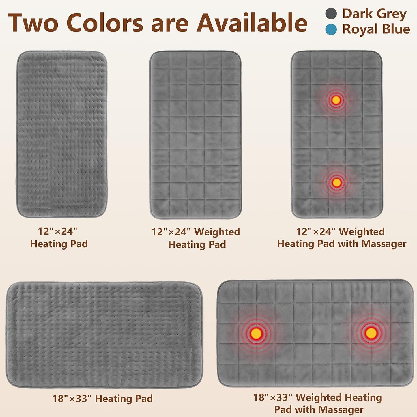 Electric Heating Pad HSA Eligible, Heated Pad for Back Neck Shoulder Pain Relif, Heating Pad for Period Cramps with 2H Auto Shut Off and 4 Heating Levels, 12"x24" Dark Grey