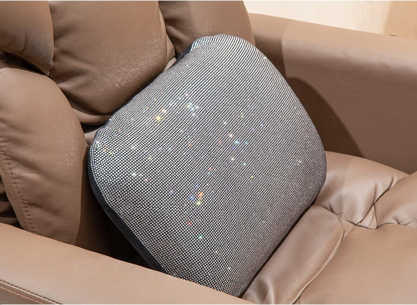 Carwales Emulsion Lumbar Support Pillow for Car Driving Seat Relax Soft Lower Back Support Home Office Chair Cushion Desk Accessories Waist Pain Relief Black