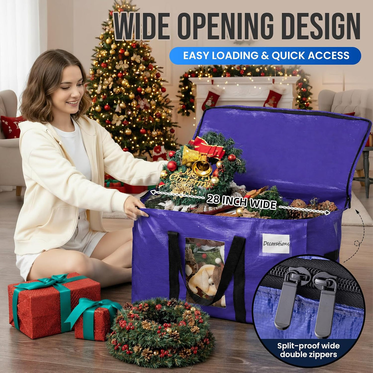 TAILI Blue Extra Large Moving Bags,Storage Bags with Visible Window