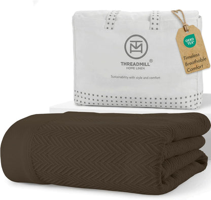 Threadmill Travel Blanket Cotton Viscose from Bamboo - Airplane Premium Soft Flight Grey Throw Blanket in Cloth Bag (Grey Color) Compact & Portable Blanket for Travel, Car, Picnic & Camping