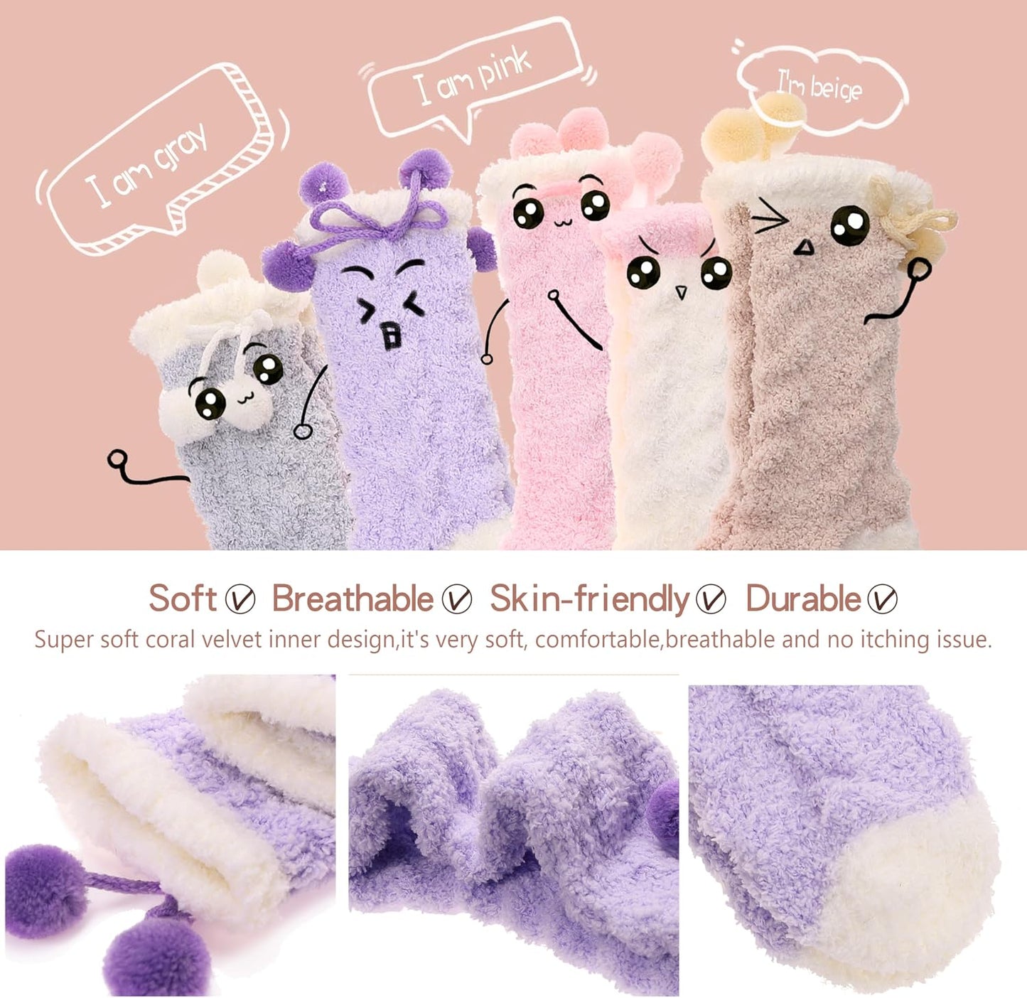 EBMORE Womens Fuzzy Socks Slipper Fluffy Cozy Comfy Cabin Plush Warm Winter Sleep Home Soft Socks
