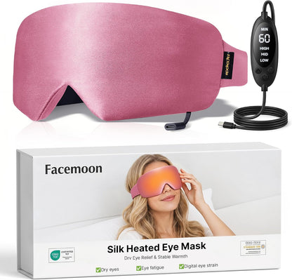 Heated Eye Mask for Dry Eyes, USB Powered Silk Warm Compress for Eyes