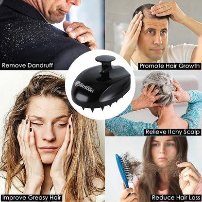 Sosoon Scalp Massager Shampoo Brush, Hair Scalp Scrubber Shower Hair Brush Head Massager for Stress Relax Hair Growth, Dandruff Brush Scalp Exfoliator for Women Men Kids Pets, Black