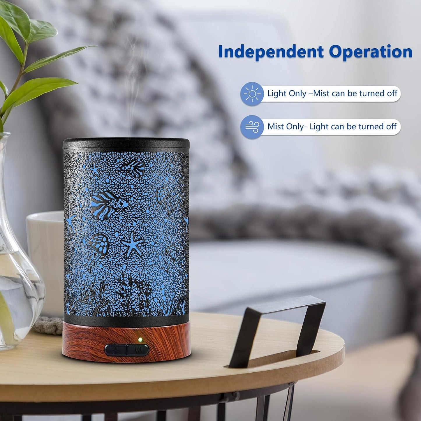 EQUSUPRO Essential Oil Diffuser 300ml Metal Electric Ultrasonic Diffuser for Large Room with Auto Shut-Off, 4 Timer Setting &7 Colors Night Light for Home