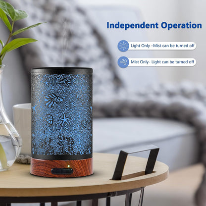 EQUSUPRO Essential Oil Diffuser 300ml Metal Electric Ultrasonic Diffuser for Large Room with Auto Shut-Off, 4 Timer Setting &7 Colors Night Light for Home