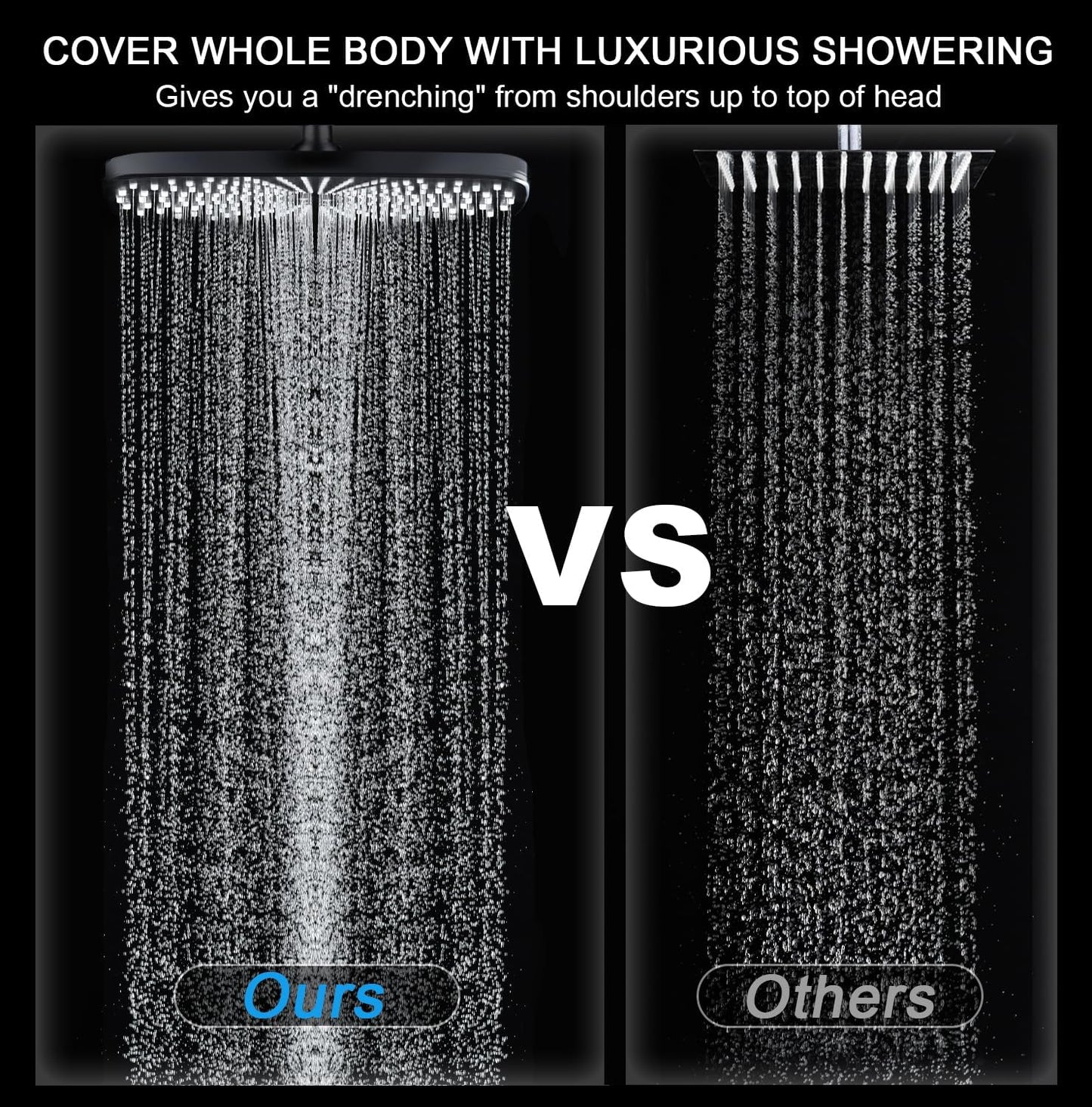 Rain Shower Head with Handheld Showerhead, Black 1.75GPM 460311