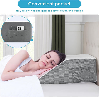 Cozymaker 7.5-inch Bed Wedge Pillow for Sleeping Back Support Pain Relief