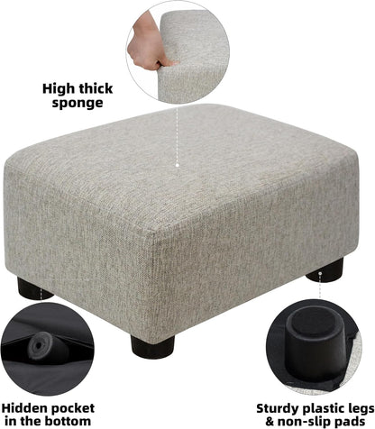 CAROLMADE Small Foot Stool Ottoman Footstool with Legs Under Desk Footrest for Living Room Bedroom and Office,Linen-Grey