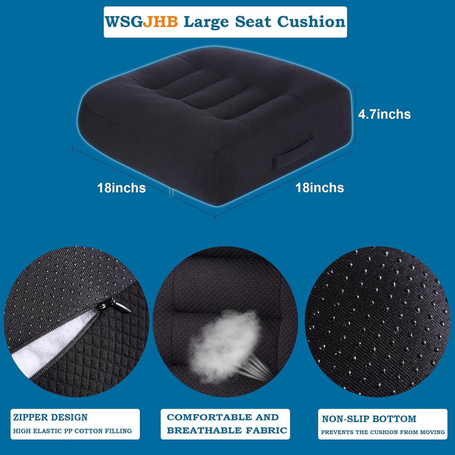 WSGJHB Car Booster Seat Cushion Posture Cushion for Long Sitting | Portable Breathable Mesh, Effectively Increase The Field of View Ideal for Office, Home, Car Angle Lift Seat Cushions,Black
