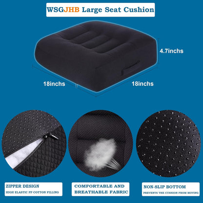 WSGJHB Car Booster Seat Cushion Posture Cushion for Long Sitting | Portable Breathable Mesh, Effectively Increase The Field of View Ideal for Office, Home, Car Angle Lift Seat Cushions,Black