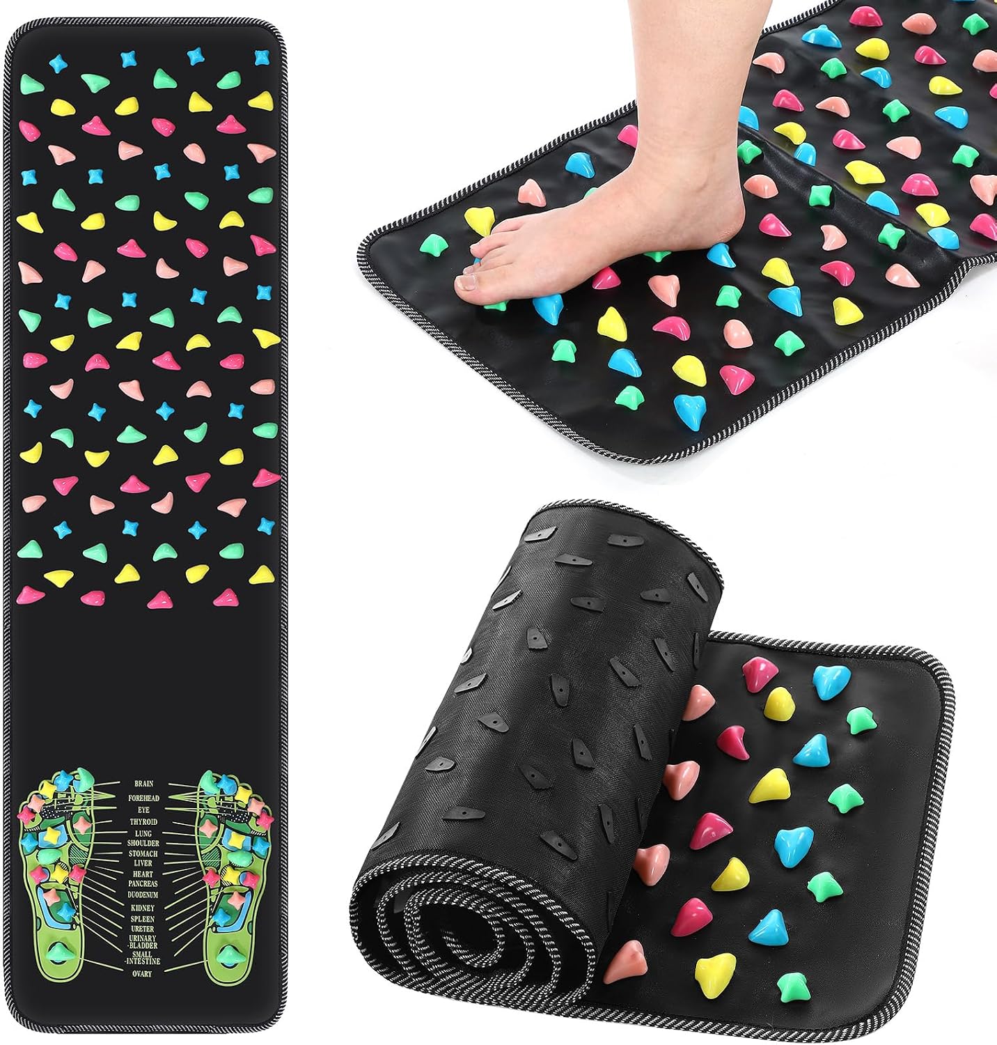 TrelaCo Foot Massage Mat Reflexology Walk Stone Road Foot Massage Acupoint Mat for Acupressure Relaxes for Long Sitting Elderly Students and Office Workers (13.78 x 13.78 Inches)