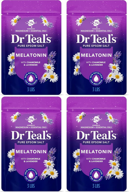 Dr Teal's Epsom Salt Magnesium Soak, Sleep Blend with Melatonin, Lavender & Chamomile Essential Oils, 3 lbs