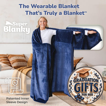 Super Blanky Wearable Blankets for Women & Men, Graduation Day Gift for Her, Cozy Gifts for Women, Wife Birthday Gifts Ideas