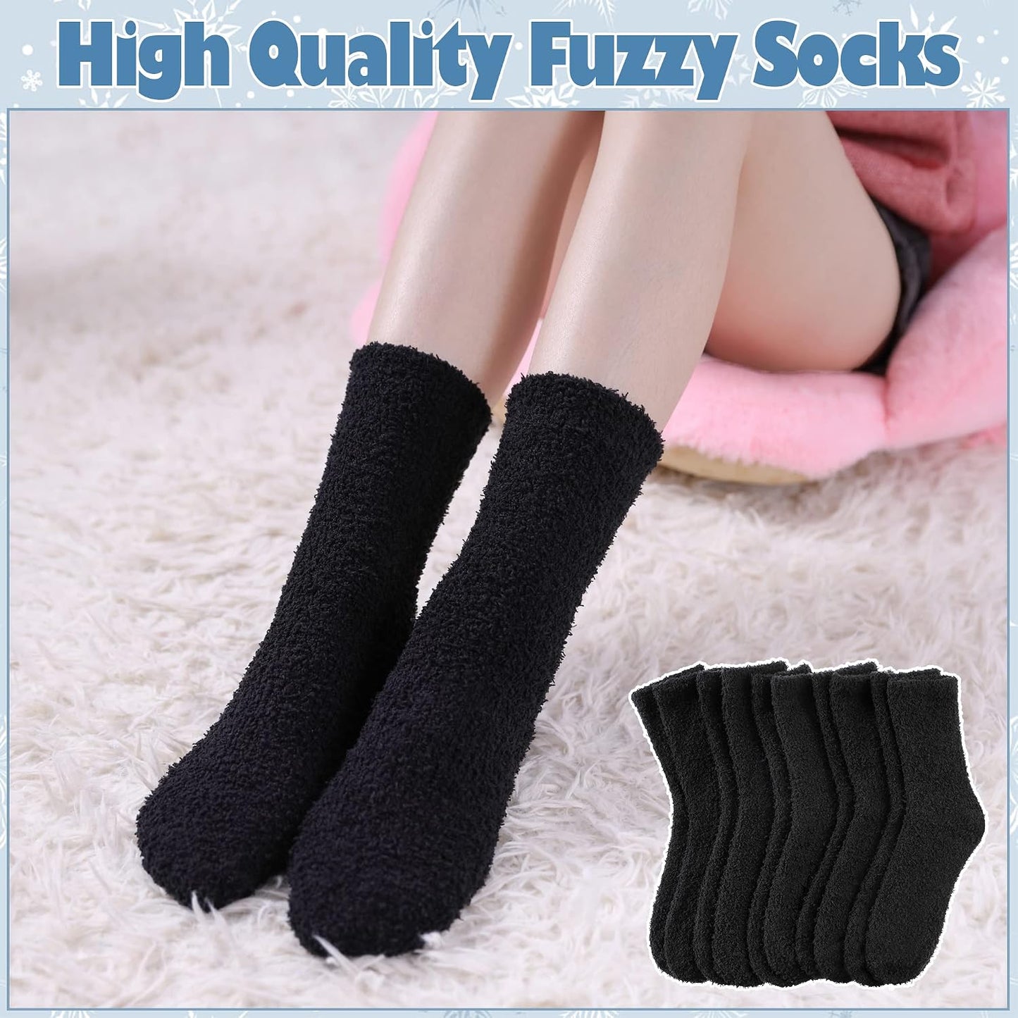 LANLEO 5/6 Pairs Womens Super Soft Fuzzy Plush Warm Winter Home Sleeping Slipper Socks