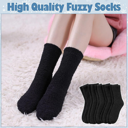 LANLEO 5/6 Pairs Womens Super Soft Fuzzy Plush Warm Winter Home Sleeping Slipper Socks