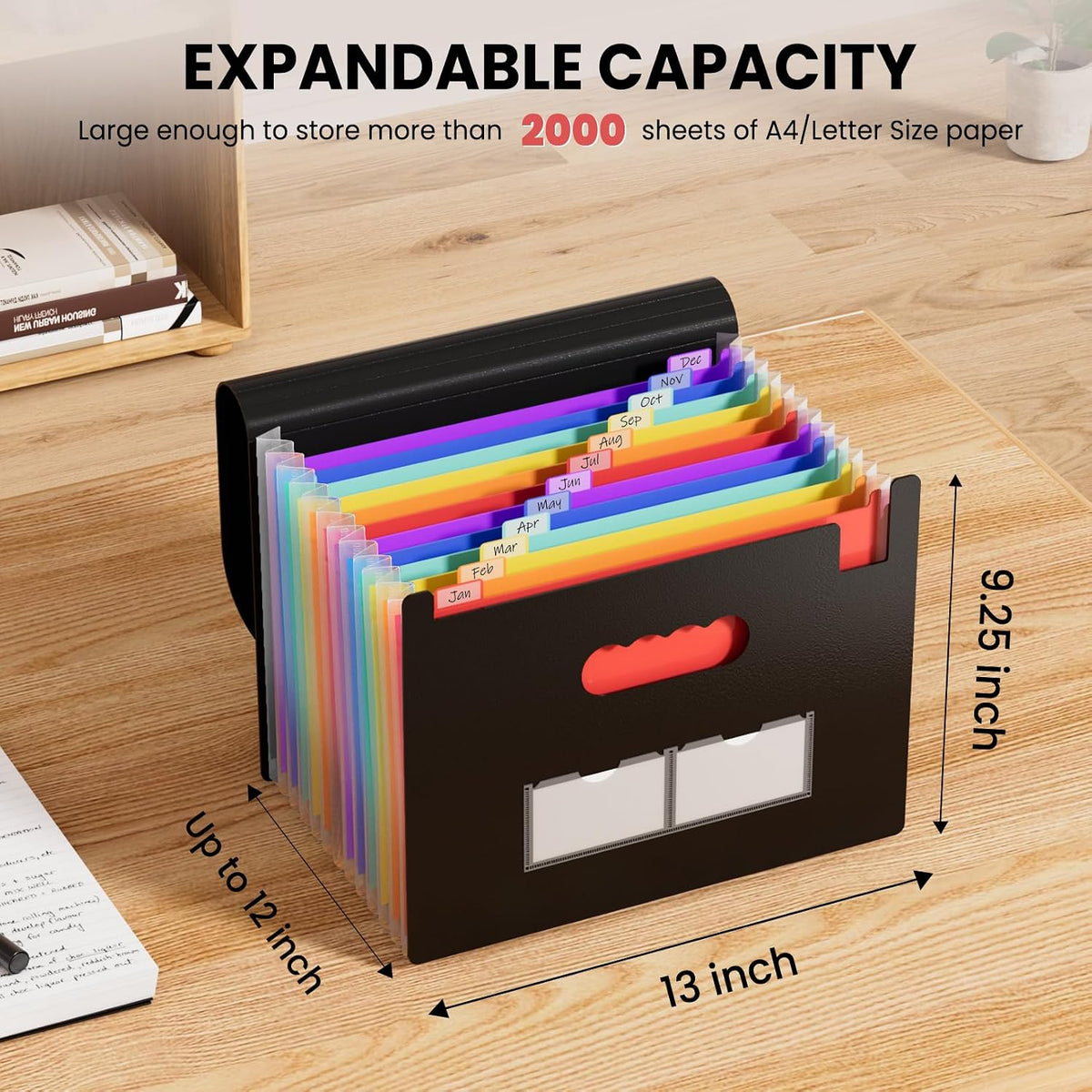 Sooez Accordion File Organizer, 13 Pocket Expanding File Folders, Letter/A4