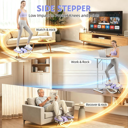Rock Stepper with Digital Monitor, Low-Impact Compact Rock Stepper Side to Side with Resistance Bands, 360 LBS Weight Capacity, Portable Stair Stepper for Home, Apartment, Dormitory, Office