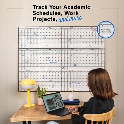 Large Dry Erase Calendar for Wall 36x48, Big Classroom Giant Month, Undated Reusable Family Monthly, Rolled Whiteboard White Board, Calendar Dry Erase Planner for Wall Erasable Large Office 48x36