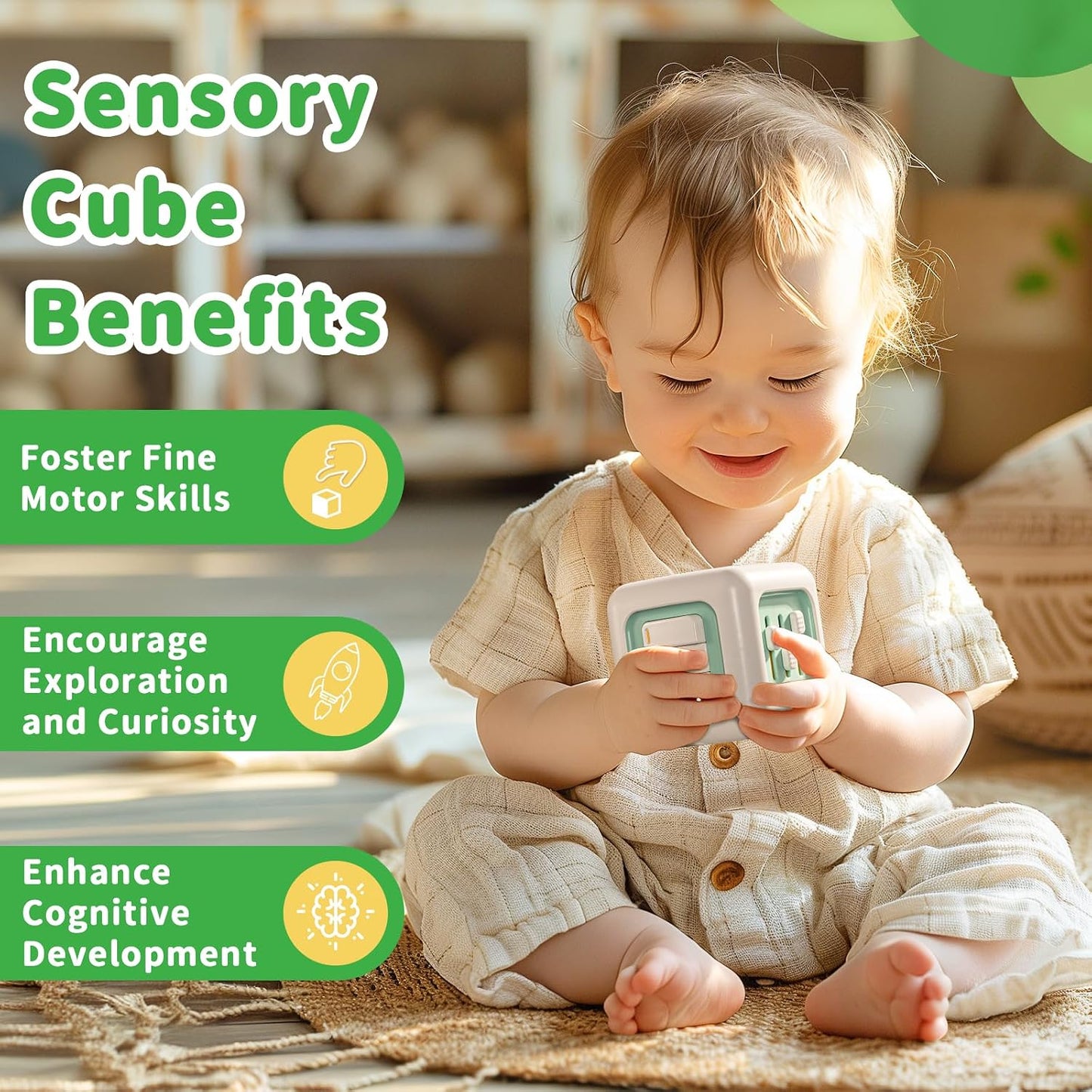 SOCBTNSO Busy Cube Toy for 1 Year Old Boy, Montessori Toys for 1+ Year Old, Travel Toys for Toddlers 1-3, Learning Fine Motor Skills| 1st Birthday Gifts 6 9 12 Months Baby